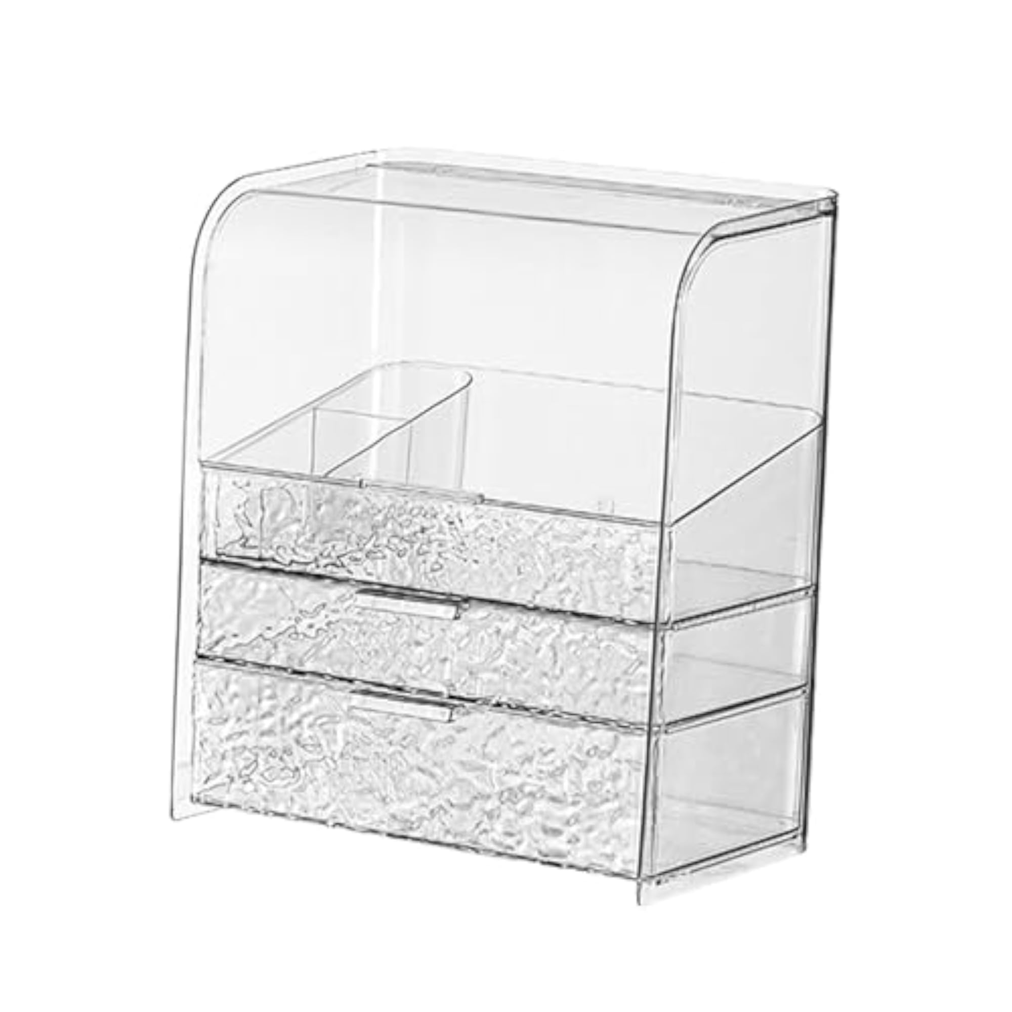 Luxury Clear Makeup Storage Box, Vanity Organizer with Lipstick Holder