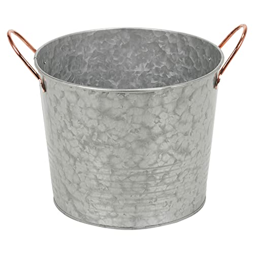 Large Round Sparkling Wine Champagne Beer Bottles Drinks Beverages Ice Cooler Cold Galvanised Steel Metal Drinks Tub Bucket Serving Tray Buffet Bar Platter with Copper Handles - Image 4