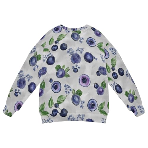 JUNZAN Art Blueberries Fruit Silver Kids Boys Sweatshirt Hoodie Fleece Boys Sweat Shirt Sports 4T2