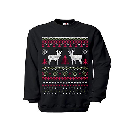 Pull d'hiver chaud motif chevreuil vêtement homme noir XXL