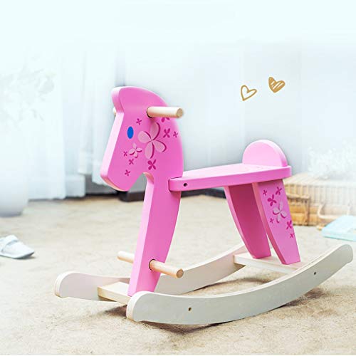 Schaukelpferd QIQIDEDIAN Einfache Kinder Kleines Holzpferd Babyspielzeug aus massivem Holz – Bild 3