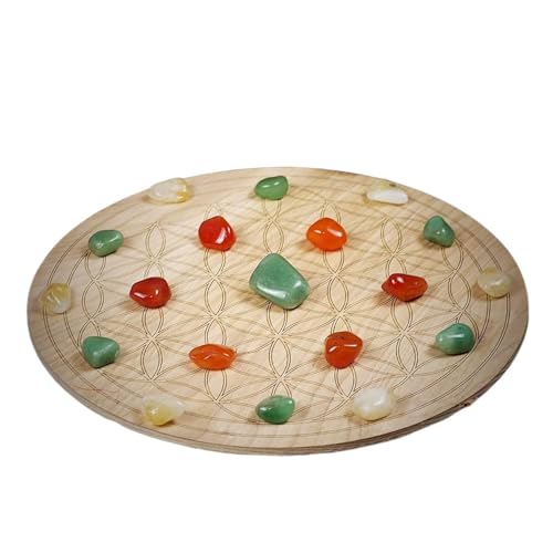 Healing Stones for You Attract Abundance Large Crystal Grid Set with 12 inch Sacred Geometry Grid Board, and Aventurine, Carnelian, and Citrine