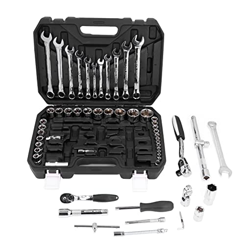 Ratchet Socket Set, Drive Socket Wrench Set with Storage Box Chrome Vanadium Steel Ratchet Set for Auto Repair