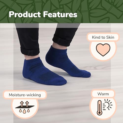 BambooMN Unisex Men and Women's Rayon from Bamboo Wool Blend Athletic Ankle Socks for Home, Travel, Work and Sport, 2 Pairs4