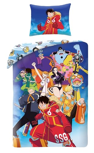 One Piece Parure de Lit Réversible Enfant 140x200 cm - Housse de Couette et Taie d'oreiller -...