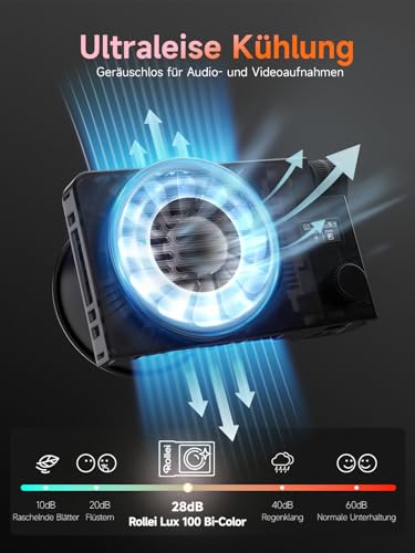 Rollei LUX 100W Bi-Color Professionelles LED-Dauerlicht Fotografie Candela-APP Smarte Bedienung, Fotolicht Ultraflach & Leicht | Duale Stromversorgung | Verstellbare Farbtemperatur 2700 – 6500K