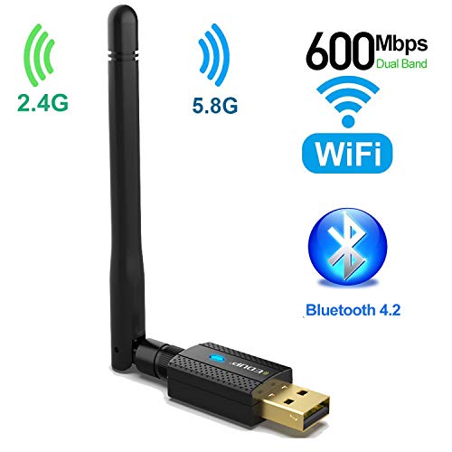 USB WiFi Adapter 600Mbps & Bluetooth 4.2 Adapter for PC, Wireless WiFi Dongle