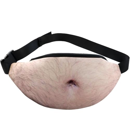 NODG Belly Fanny Pack Funny White Elephant Gifts for Adults Funny Gag Gifts 3D Men Beer Fake Belly Dad Bag Waterproof Waist Pack Christmas Stocking Stuffers Gift Exchange Unisex Waist Bag
