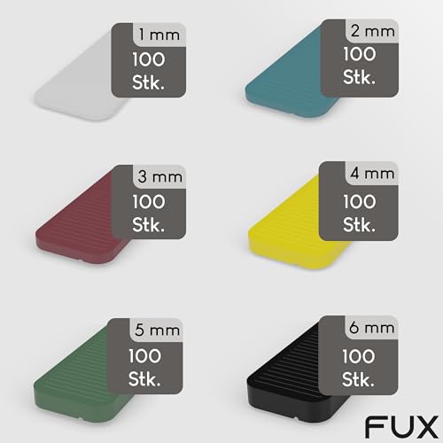 FUX 600 Stück Abstandshalter SET 100mm x 24mm x 1mm-6mm | Made in Germany | Unterlegplatten, Distanzklötze aus Kunststoff, Abstandhalter