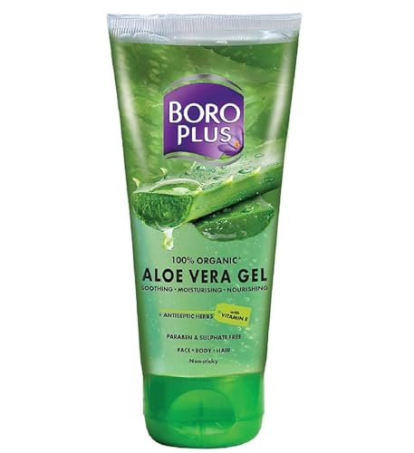 Boroplus Organic Aloe Vera Gel with Vitamin E | Daily Moisturizer for Face, Body & Hair | Soothing & Nourishing Gel for Dry Skin | Hydrating & Non-Sticky | 5.07 Oz (150 ml)