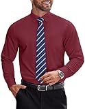 COOFANDY Long Sleeve Dress Shirt for Men Stain Shiled Solid Long Sleeve Regular Fit Shirts for Men Business Formal Wedding Maroon Shirts