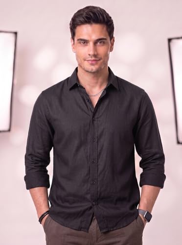 Image of Men's Cotton Blend Solid Casual Shirt Regular Fit Full Sleeve Shirt for Men Plain Formal & Casual Wear Collared Button Down Shirt
