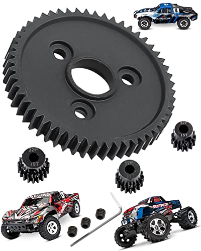 Hopsuprc Steel 54T 0.8H(32-Pitch) Transmission Gears Spur Gear With 15T/17T/19T Pinions Gear Sets Upgrades Part For 1/10 Slash 4X4 4Wd/2Wd Vxl,Rally Vxl,Stampede 4X4, Summit,E-Revo Rc Car #TOP15