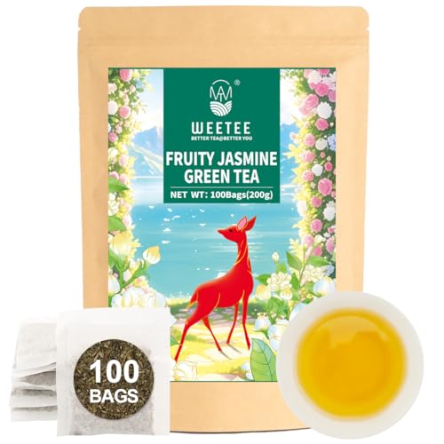 WT WEETEE Fruity Jasmine Green Tea Bags 100 Count, Floral Sweet Fruit Blend
