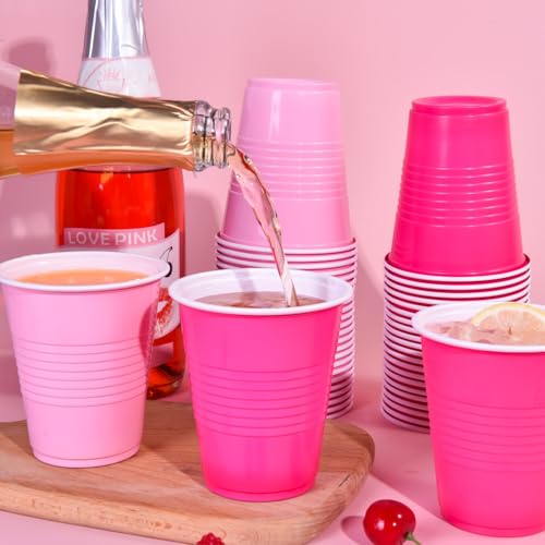 Vumdua Pink Plastic Cups Disposable Cups, 12 oz Plastic Party Cups for Bachelorette Party, Valentine's Day, Wedding, Birthday Party Supplies (Hot Pink, Light Pink), Pack of 40 by Vumdua - Used condition - Image 3