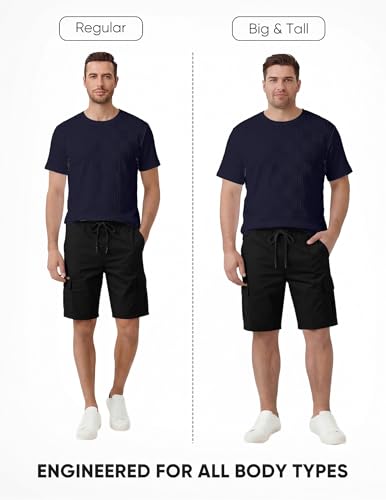 Image of JMIERR Mens T-Shirt Casual Stretch Solid Crewneck Short Sleeve Tees Textured Shirts