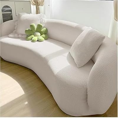 JacoJe Stretch Semi Circle Curved Sofa Cover Couch Slipcover, Shaped Semi-Circular Curved Sofa Cover for Living Room, Washable Sectional Couch Slipcover(#1,1 seat [37-57 in])