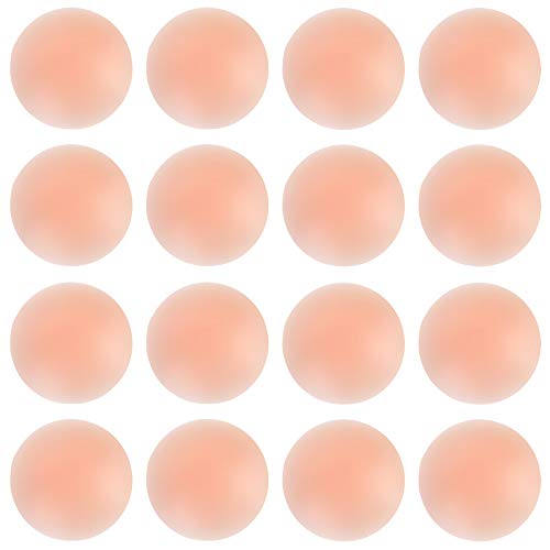 Diravo 8 Pair Pasties Womens Reusable Silicone Nipple Covers Concealers Adhesive Nippless Pasties Nude (8 Pair Round)