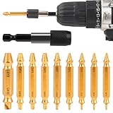 Damaged Screw Extractor Set, Gifts for Men, CLEVEROOL 10 PCS HSS 6542 Screw Extractor Remover Kit for Easy Removal of Stripped, Rusty, Broken Hardware (Gold)