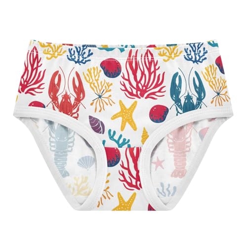 Colorful Lobsters White Girls Underwear Toddler 2t Cotton Panties for Girl Aesthetic Briefs Undies Kids