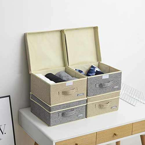 Image of YueYue Foldable Fabric Closet Organizer Bins Box Storage - 2 Pack 12.4 X 12 X 6.7 Inch Storage Bins With Lids Boxes Linen - Bins Storage Box Collapsible Cloth Pack Lid