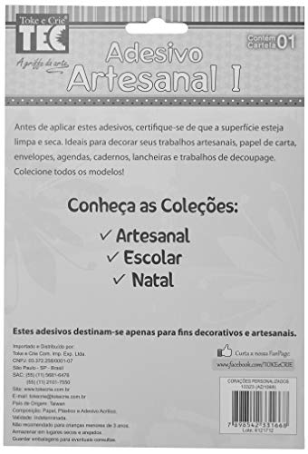 Adesivo Artesanal Corações Personalizados Toke e Crie, Multicolorido