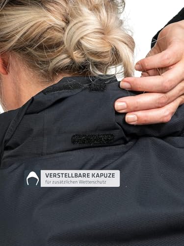 Schöffel Damen Jacket Gmund L, wind- und wasserdichte Regenjacke, atmungsaktive Outdoor Jacke, Wanderjacke mit verstaubarer Kapuze, black, 36