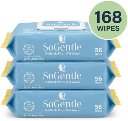 |SoGentle| Flushable Wet Wipes, 56 Count Pack of 3, Biodegradable — 사진 3