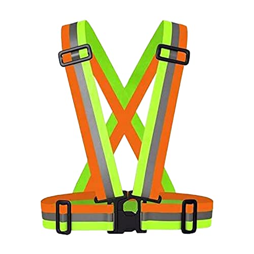 Image of Robustt High Visibility Protective Safety Reflective Vest Belt Jacket, Night Cycling Reflector Strips Cross Belt Stripes Adjustable Vest Safety Jacket