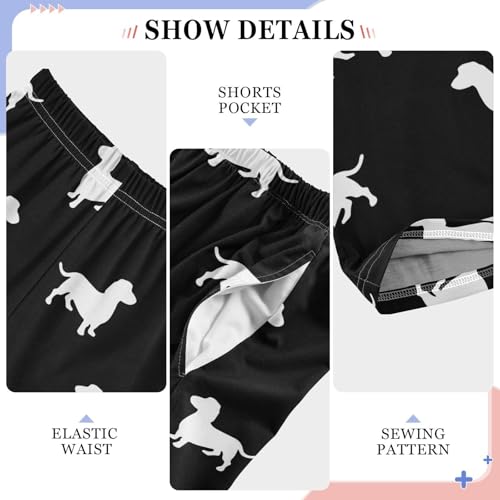 Boys' Pants Dachshund Cute Sausage Dog Black White Long Bottoms Jogger Pants Elastic Waist Trousers with Pockets S-XL4