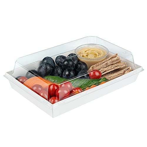 Restaurantware-Matsuri Vision 9 x 6 x 1.5 Inch Large Sushi Trays, 100 Greaseproof Sushi Packaging Boxes - Lids Sold Separately, Disposable, White Paper Containers, For Entrees Or Desserts