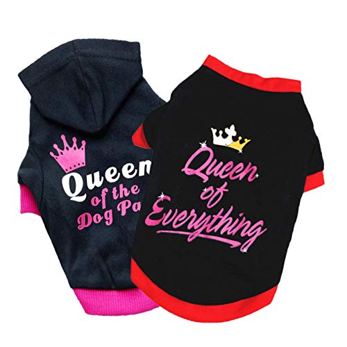 Deruila Winter Dog Hoodie For Small Medium Dogs Girl Puppy Pet Princess Hoodies Shirt For Cat Chihuahua Yorkie Shih Tzu,Set Of 2 #TOP3