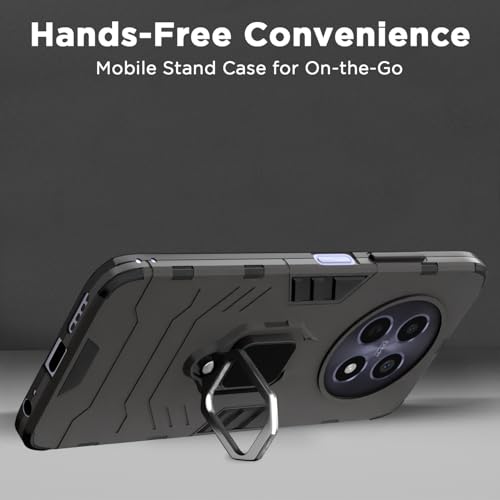 Image of Pikkme Back Cover for Realme Narzo 70x 5G / N65 / Realme 13 /12 /12X 5G /C65 | 360 Protection | Ring Holder | Kickstand | Tough Armor Case (Black)