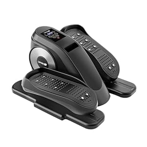 UMAY Fitness Under Desk Elliptical Trainer, 12 Level Magnetic Resistance, Manual and Electric Mode, Mini Leg Exerciser, Massage Pad for Seniors