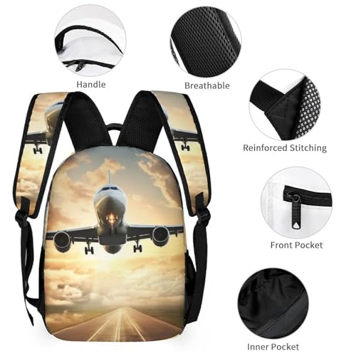Airplane Backpack Set 3 Piece, Durable Backpack Insulated Lunch Bag Portable Pencil Case for Men Women3