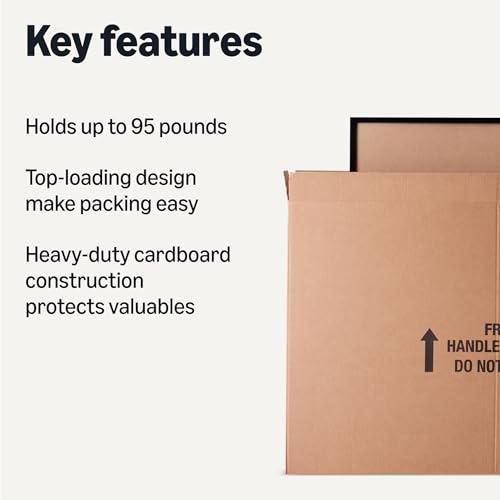 Image of Amazon Basics TV Moving Box for 50-inch TV, Picture and Mirror, Heavy Duty Shipping Container, 48 x 4 x 33 inches, 3 Pack