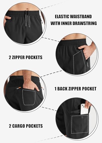 Image of Libin Men's Hiking Cargo Shorts Lightweight Quick Dry Athletic Casual Shorts for Golf Outdoor Active Zipper Pockets
