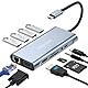11-In-1 USB C Hub mit PD 100W, 4K HDMI, VGA, Ethernet, 1 X USB 3.0, 3 X USB 2.0, SD/TF Kartenleser, 3.5 mm Aux Ports für iPhone 16/15, MacBook, iPad, Samsung, Mac, Surface, Dell, Laptop, PS4, TV