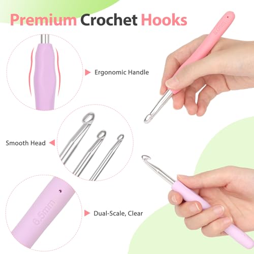 Image of Coopay Crochet Hooks Set with Case,12 Sizes Crochet Hook Kit for Arthritic Hands 2mm(B)-8mm(L), Ergonomic Soft Grip Crochet Needles Set for Beginner Adults-Ideal Gifts