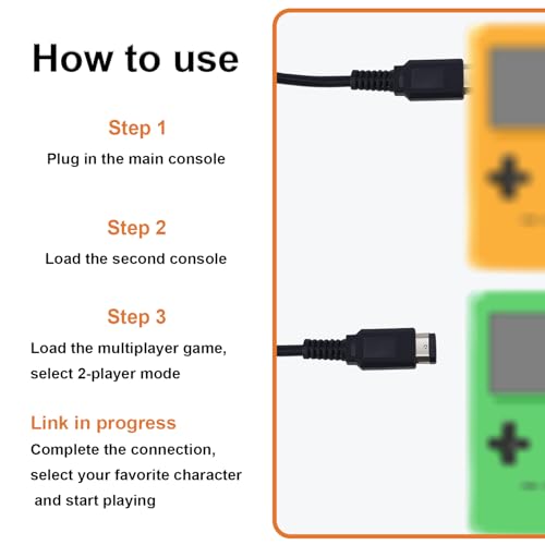 Image of GBC Link Cable, 3.9ft Copper PVC Material 2 Player Game Link Cable Video Game Console Connect Cord Low Lag Strong Connection for Gameboy Color Players