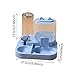 2 in 1 Automatic Pet Feeder Water Dispenser Compact Feeding Station Pet Feeding Bowl Detachable for Small Animals Kitten, Blue