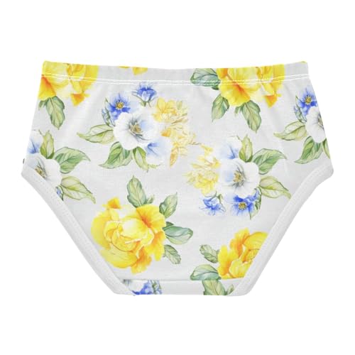Joisal Floral Bouquets Yellow Blue Toddler Underwear Floral 2t Cotton Little Girl Panties Fun Briefs Girls Undies2