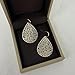 Handmade Filigree Teardrop Dangling Earrings for Women, 14K Gold Plated Sterling Silver Hooks Leaf Earrings for Gift