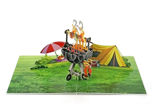 CUTPOPUP Barbecue-Grill - Geburtstagskarten für Männer, Geburtstagskarte Mann, Vatertag Karte, Geburtstags-Pop-Up-Karte, 3D-Grußkarte, Schönen Vatertag (BBQ Grill) US8-SD198DE