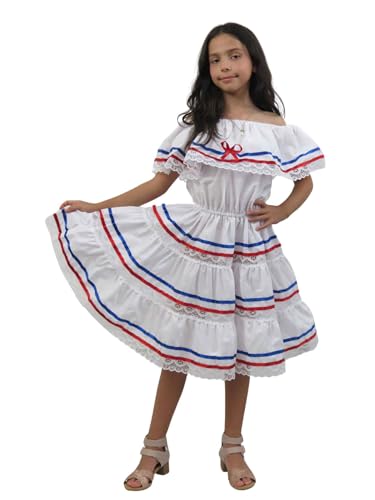 Ethnic Ribbons Dress Red, Blue and White Cuban, Domincan, Puerto Rican Dress4