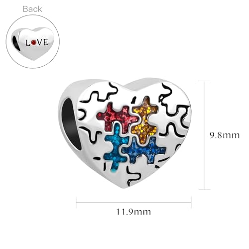 Autism Awareness Heart Puzzle Charm Compatible With Pandora Charms Bracelets3