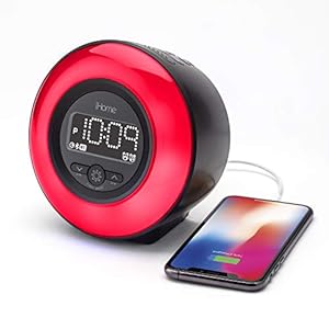 iHome Sveglia IB294 Retro Luminoso, Bluetooth, compatta con Doppia Ricarica USB, Colore: Nero