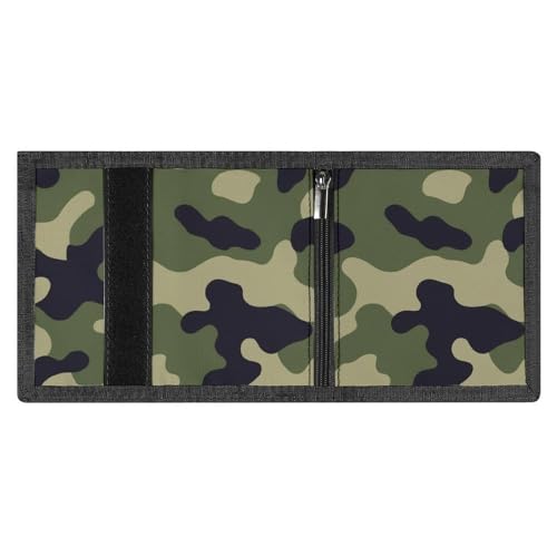 Men's Trifold Wallet Green Camo Army Camouflage 3D Print Stylish Polyester Coin Purse With ID Credit Card Slots And Key Ring Slim Cards Holder for Women4