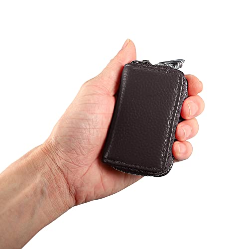 X AUTOHAUX Faux Leather Zipper Car Fob Key Case for Auto Remote Key Dark Brown, 3.15"x2.09"x0.98" - Image 2
