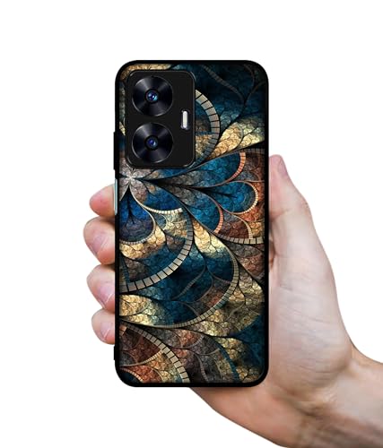 Image of Fractional Pattern Design Premium 2D Printed Metal Back Case Cover for Realme C55 4G / Narzo N55 4G